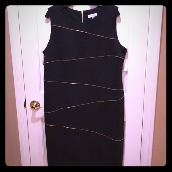 Calvin Klein Dresses & Skirts - 💕NWT Calvin Klein Black Embellished Shift Dress💕